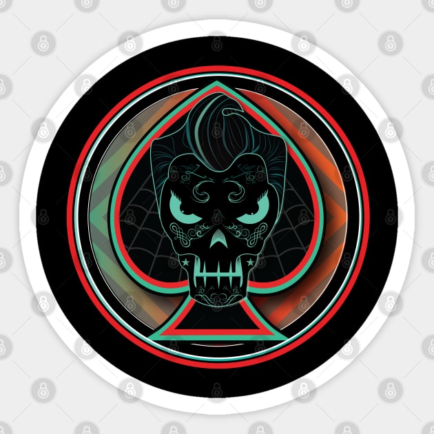 Rockabilly Sugar Skull Spade Sticker by RRMStudios